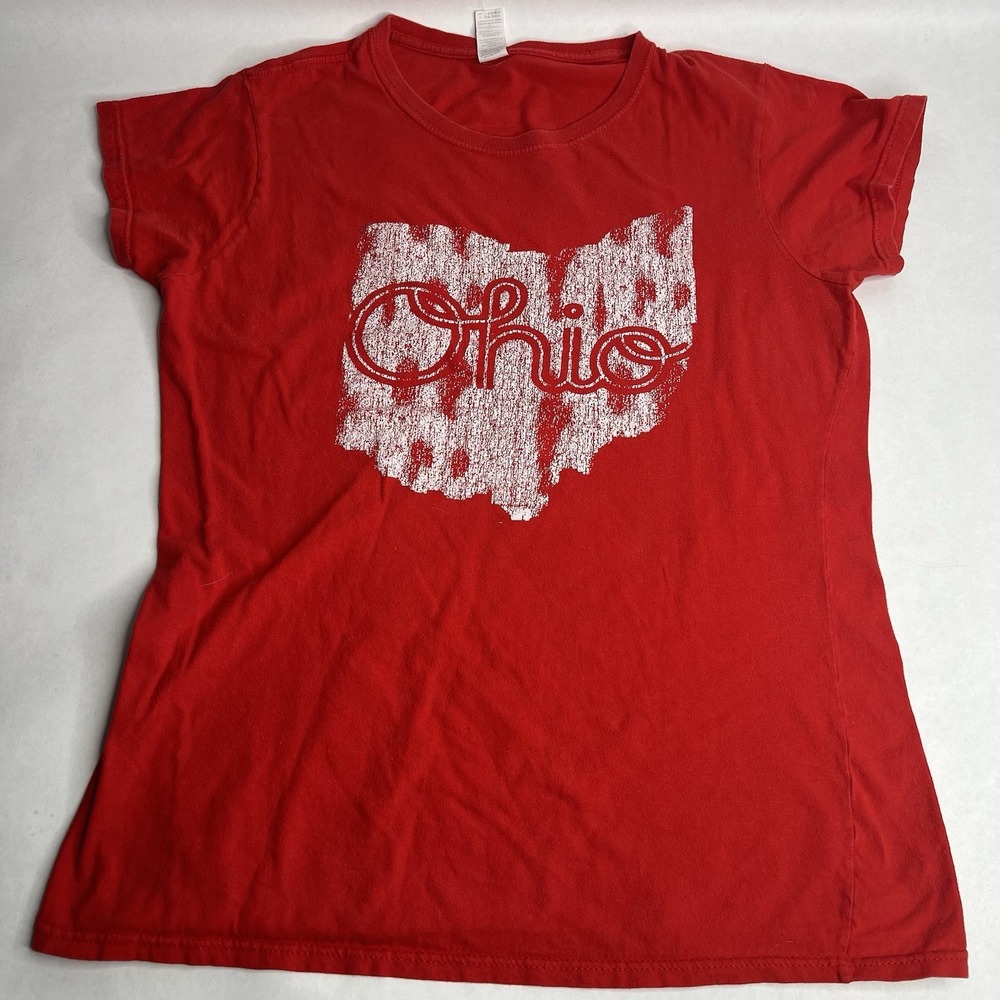 Ohio Shirt Ohio Classic T-Shirt Red Gildan Soft Style Large Runs Small Buckeyes‎